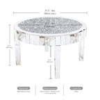 OEM Coffee Table Round Mirrored Crystal Inlay Silver