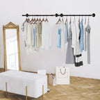 Industrial Pipe Clothes Rail – Wall Mounted - Black