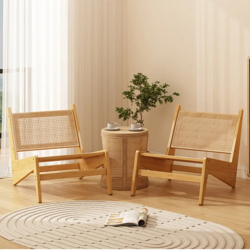 Lounge Armchair with Backrest - Light Oak
