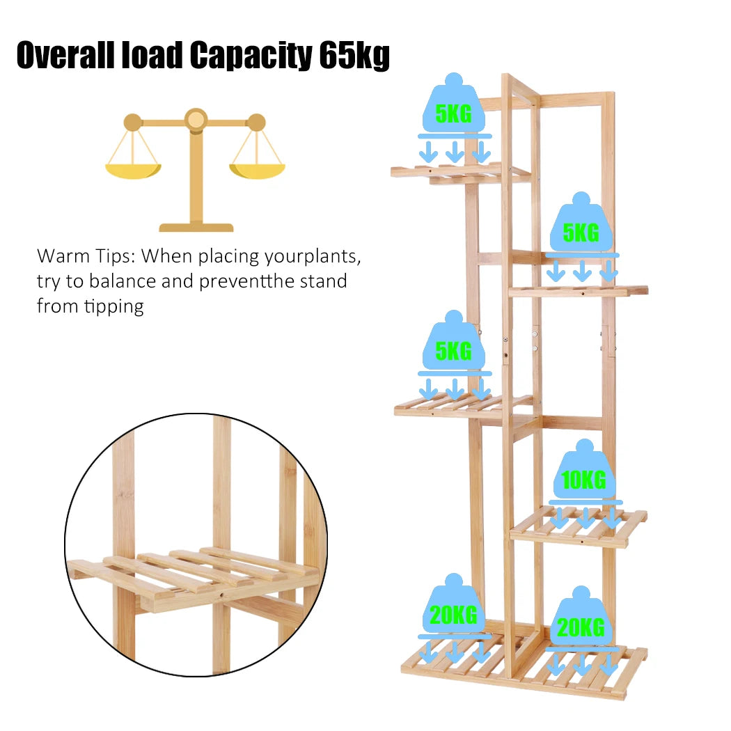 OEM Plant Stand 5-Tier Bamboo Indoor Outdoor Natural 40x20.2x102cm