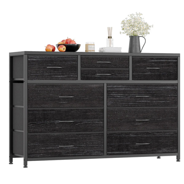 10-Drawer Storage Dresser - MDF - Black