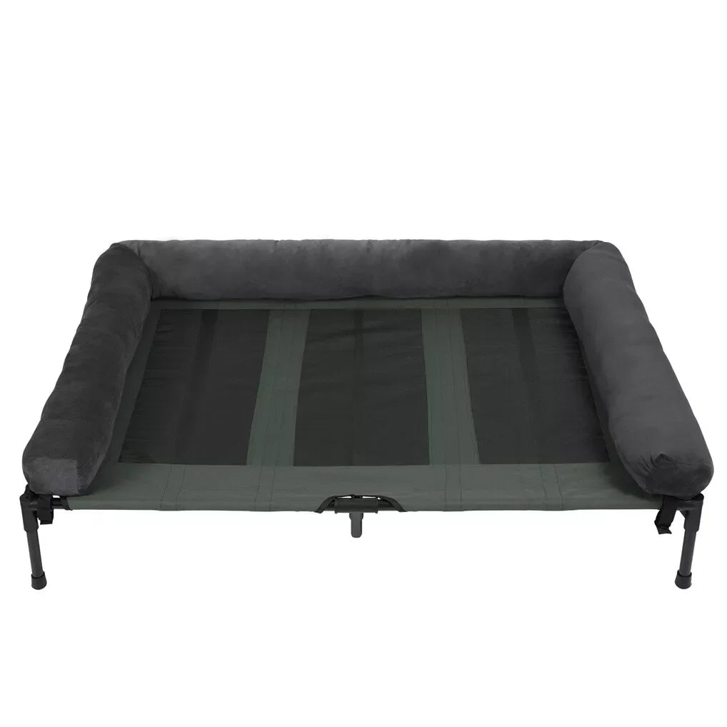 OEM Pet Bed Elevated Cooling Detachable Plush Bolster Gray Large