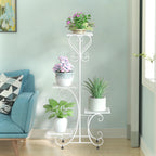 OEM Plant Stand 4-Tier Metal Display Shelf White 41x25x80cm