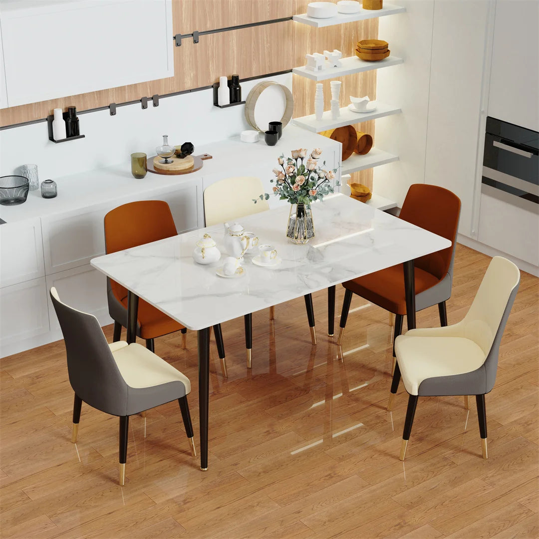 OEM Dining Table Sintered Stone Top Seats 4-6 White
