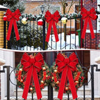 OEM Christmas Bow Velvet Glitter Edge Red 30x24cm