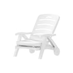 OEM Folding Sun Lounger Chair with Wheels 5-Position Adjustable Outdoor Recliner White 186x75.5cm