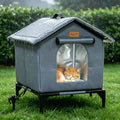 OEM Insulated Outdoor Cat Shelter Waterproof Oxford Fabric Dark Grey 45x42x55cm