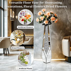 OEM Floor Vase Crushed Diamond Mirrored Design White Large