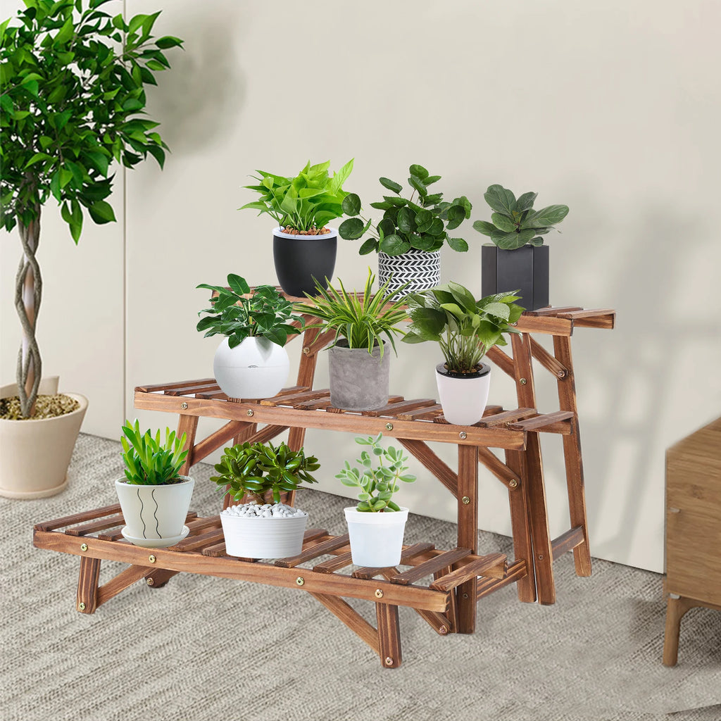OEM Plant Display Rack 3-Tier Stepped Corner Dark Brown