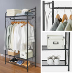 OEM Clothes Rack Heavy Duty Metal Frame Hanging Rail Black