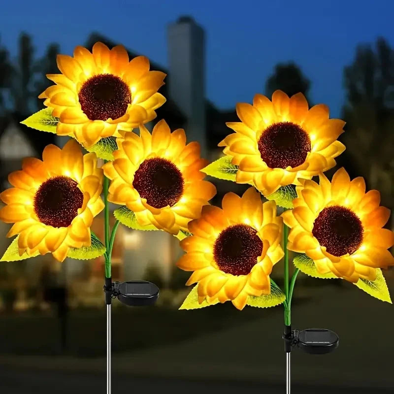 OEM Solar Sunflower Garden Lights 3-Head LED Outdoor 4 Pack