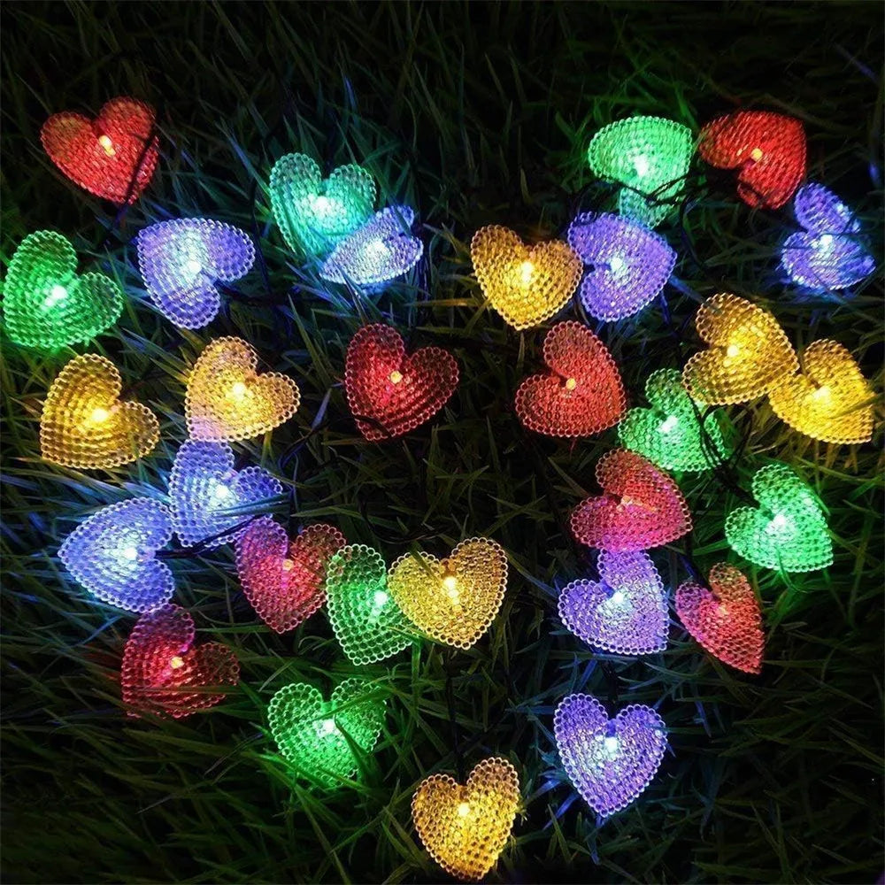 OEM Solar Heart String Lights 8 Modes IP44 12M 100LED