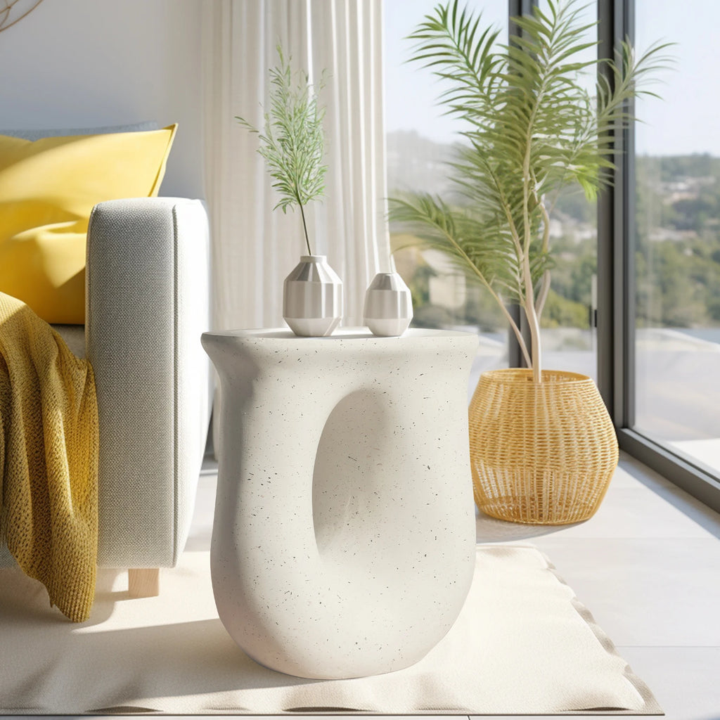 OEM U-Shaped Side Table Modern Off White