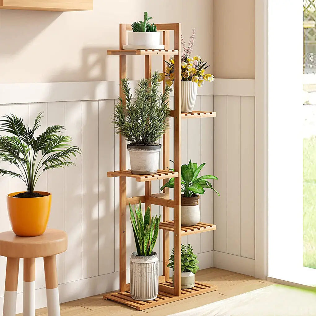 OEM Plant Stand Corner Display Rack Natural Wood