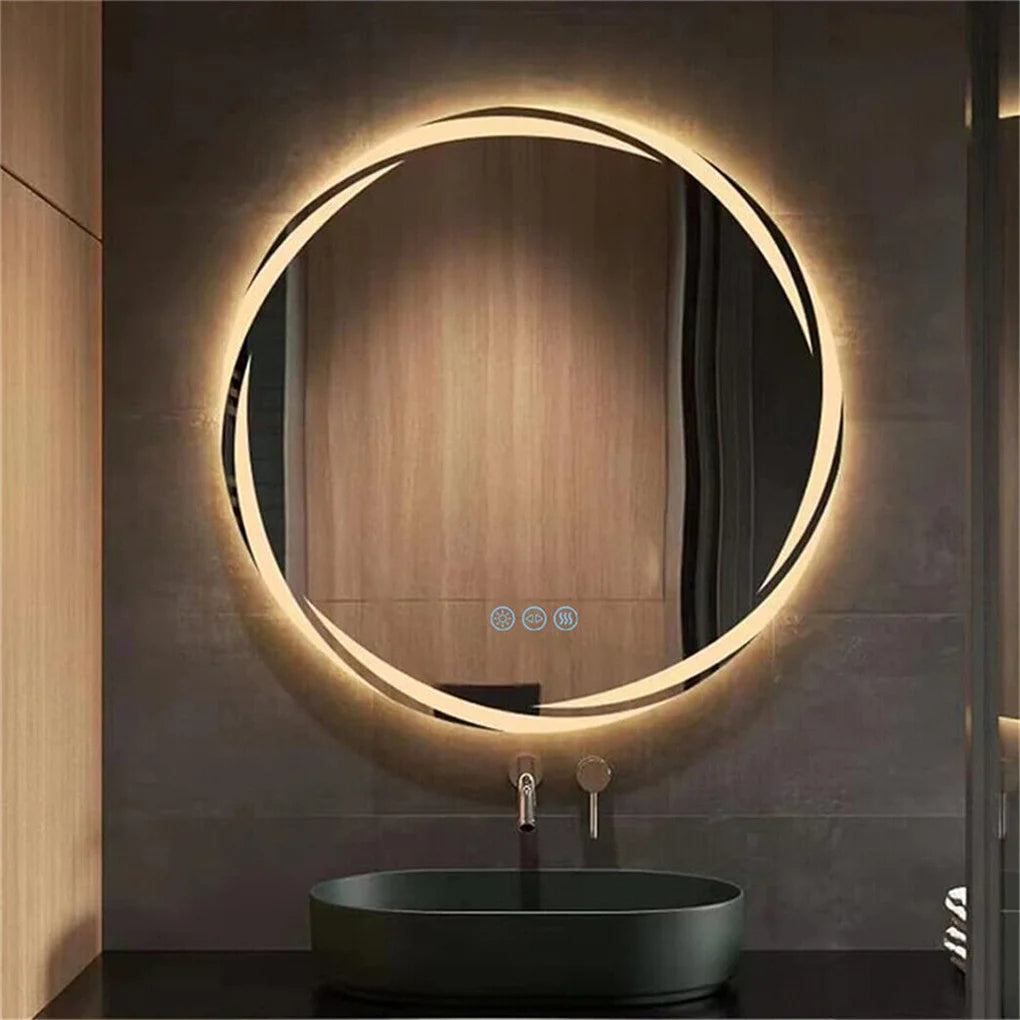 OEM Bathroom Mirror Round LED Anti-Fog 3 Colour Lights Silver 60cm