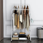 OEM Clothes Rack Double Hanging Rod Rolling White 80.5x51x155cm