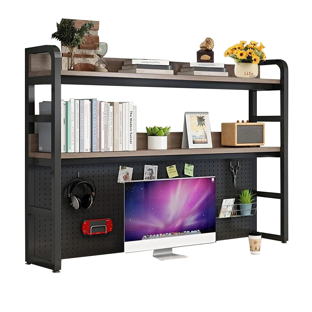 OEM Desktop Hutch Bookshelf 2-Tier Heavy Duty Metal White