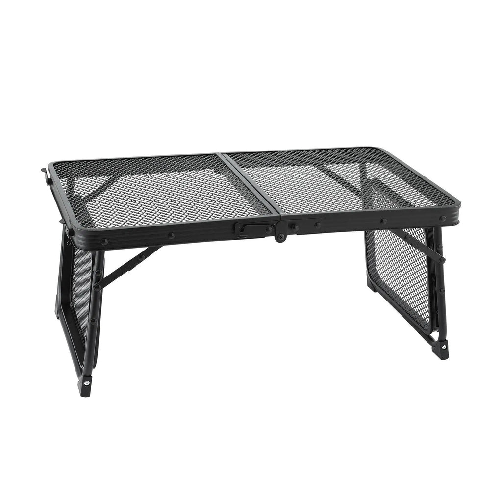OEM Folding Camping Table Aluminium Mesh Top Black 88x40x27cm