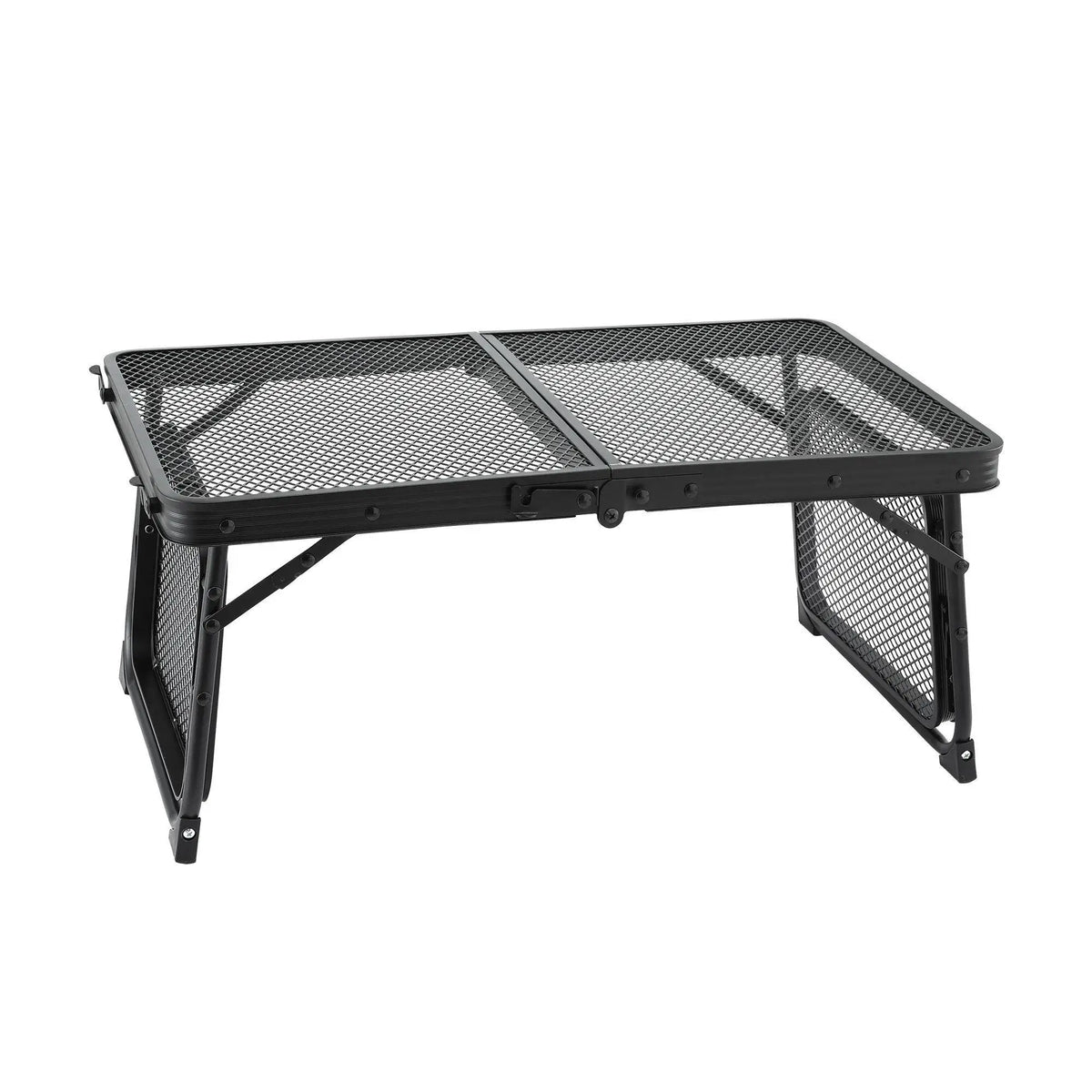 OEM Folding Camping Table Aluminium Mesh Top Black 88x40x27cm