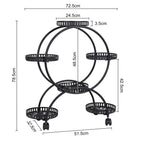OEM Plant Stand Balcony Wheels Black 72.5x32.5x78.5CM