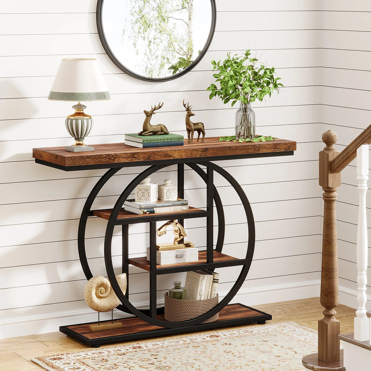 OEM Console Table 4-Tier Storage Black