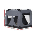 OEM Foldable Pet Carrier Crate Soft-Sided Travel Bag Grey 60x42x42cm
