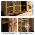 OEM Shoe Cabinet 4-Tier Bamboo Storage 3 Doors Brown Wood