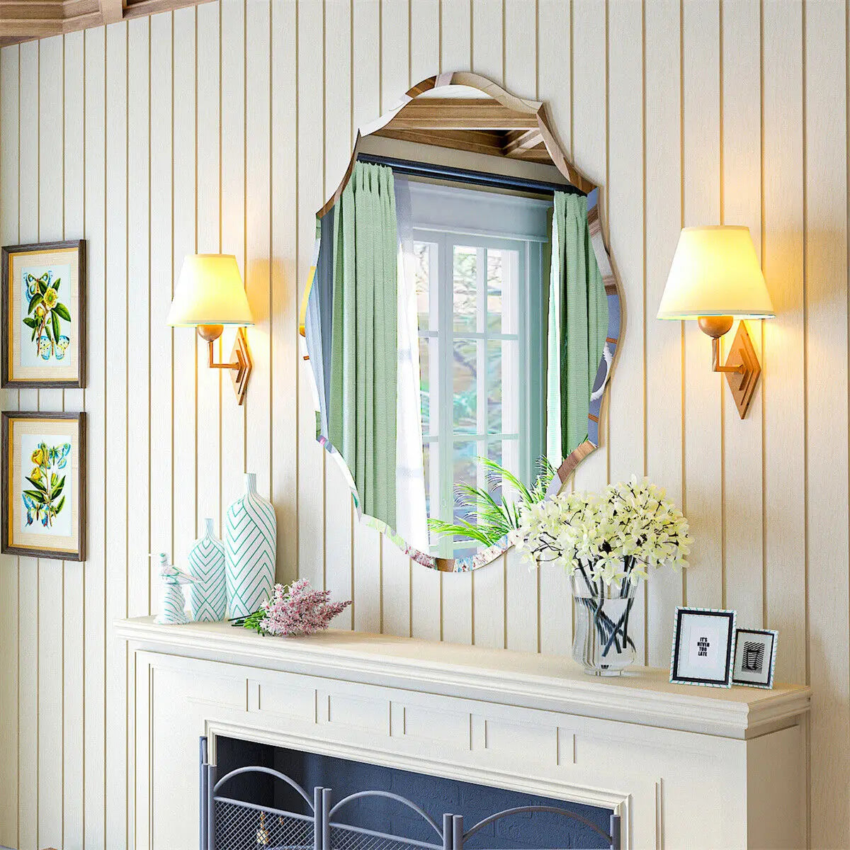 OEM Wall Mirror Asymmetrical Decorative Silver