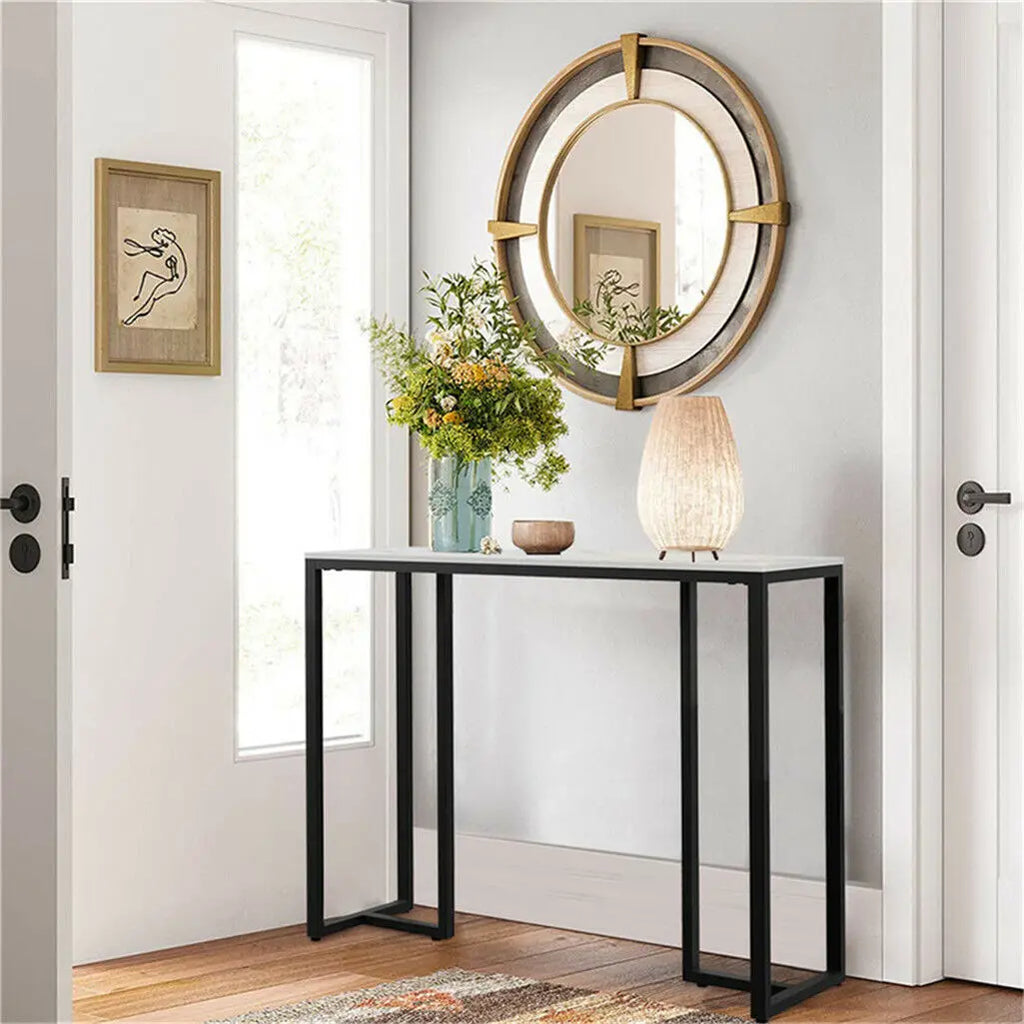 OEM Console Table Sintered Stone Top Metal Frame Black/White