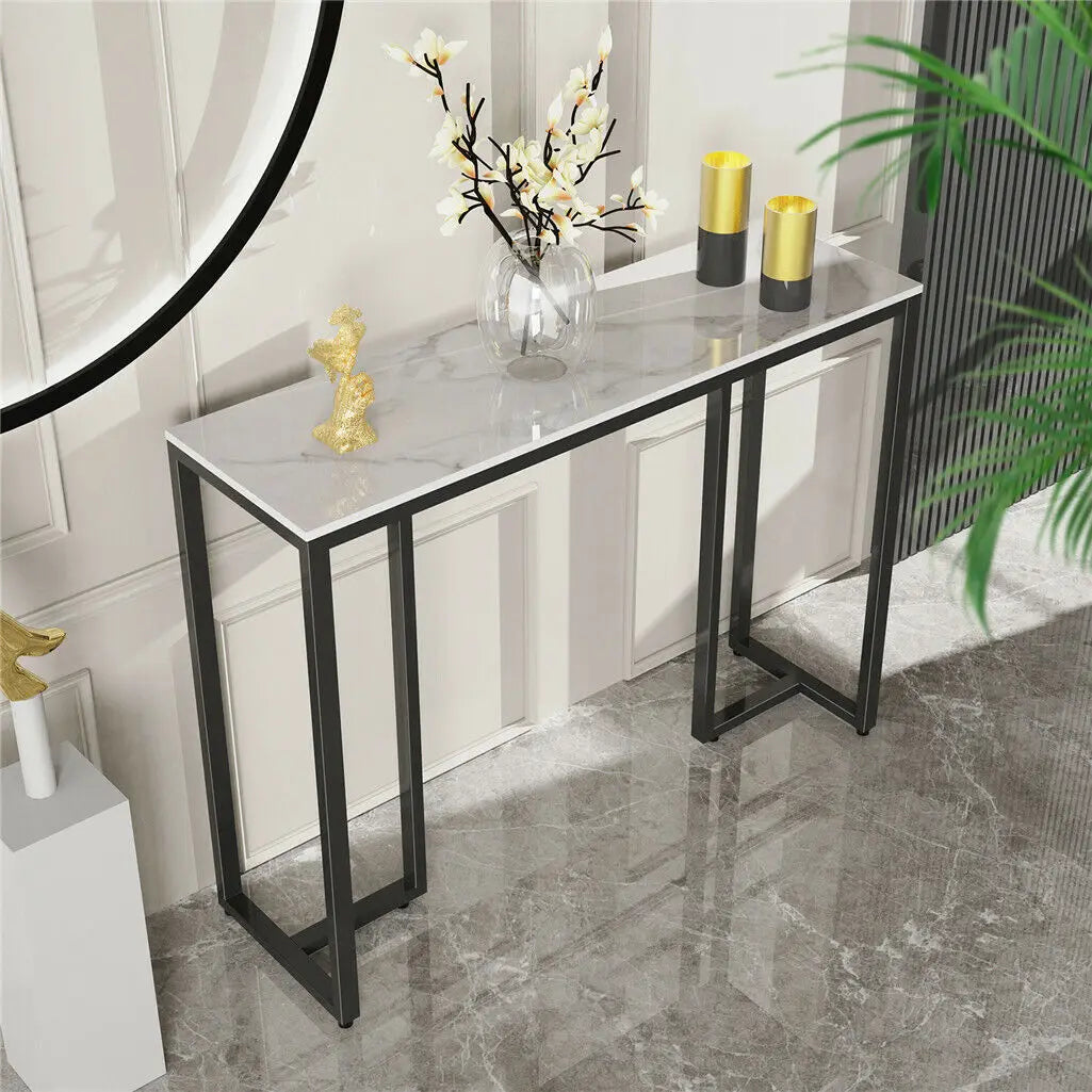 OEM Console Table Sintered Stone Top Metal Frame Black/White