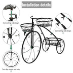 OEM Plant Stand 3-Tier Bicycle Iron Frame Black