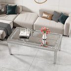 OEM Coffee Table Rectangular Mirrored Crystal Inlay 120CM