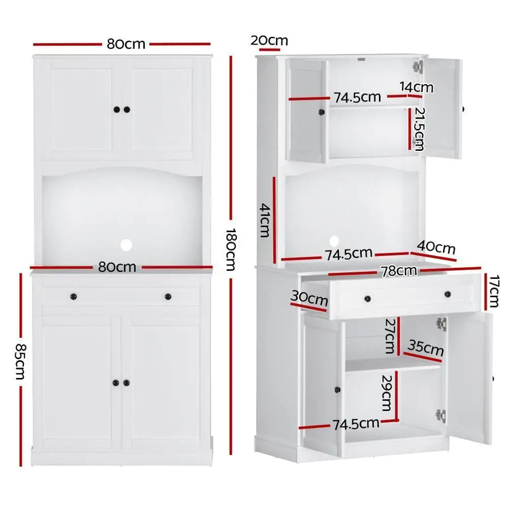 OEM Buffet Sideboard Hutch Storage Cabinet White 80x40x180cm