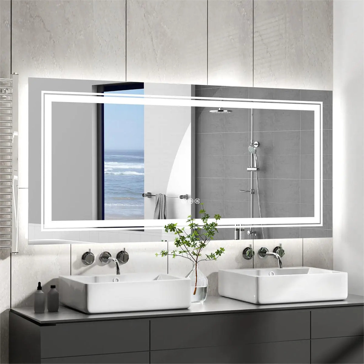OEM Bathroom Mirror Touch Sensor Anti-Fog Silver 140x70cm