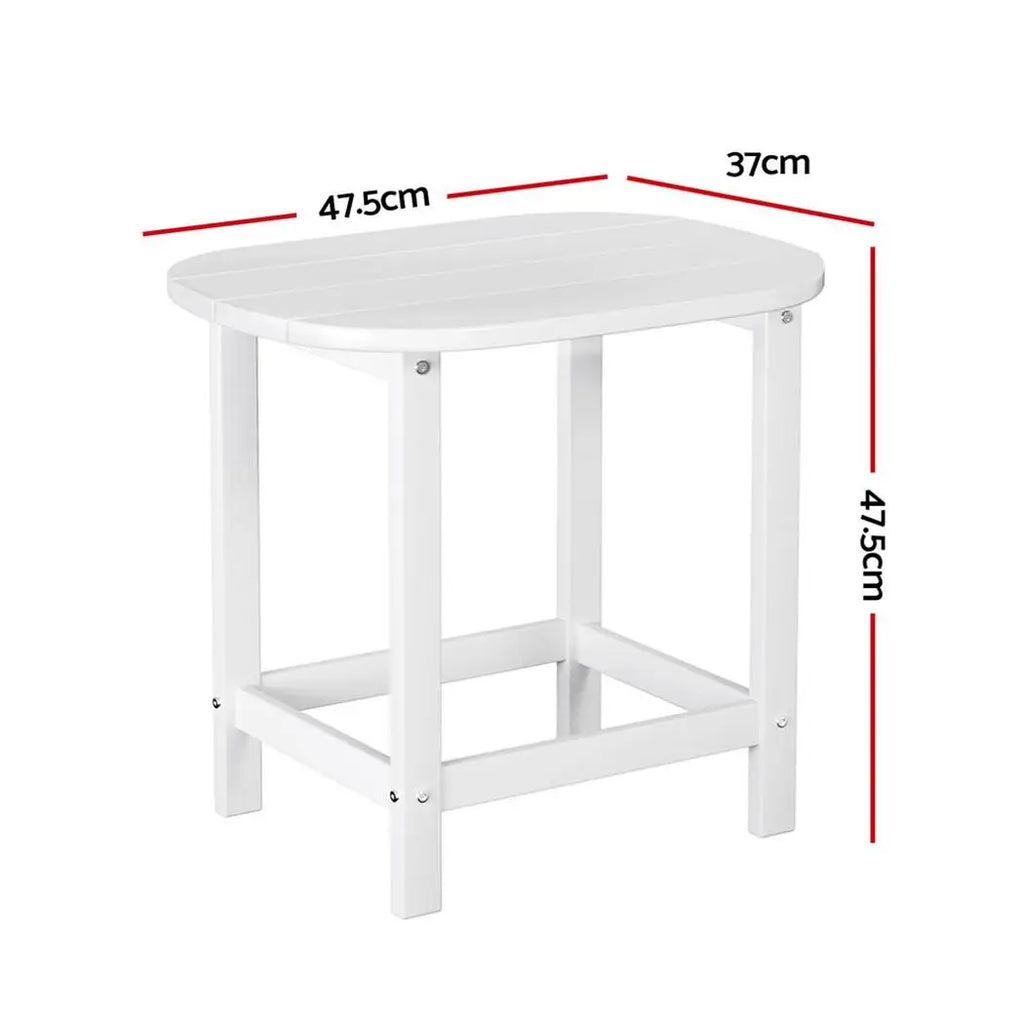 OEM HDPE Outdoor Side Table Weather Resistant White 47.5x37x47.5cm