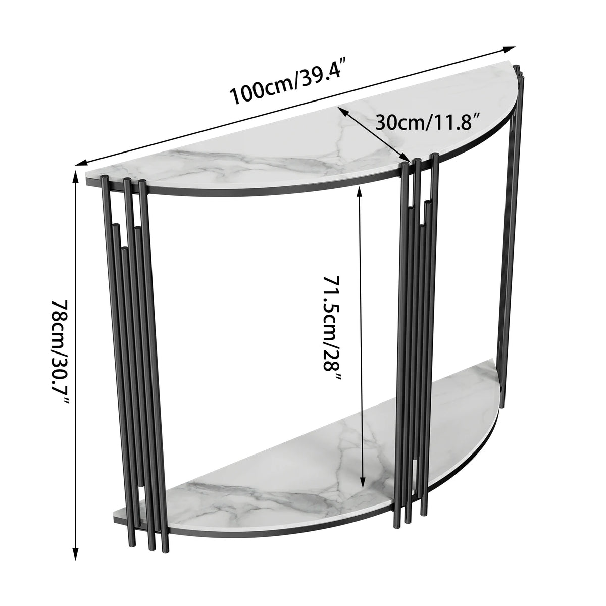 OEM Console Table Half Moon Sintered Stone Top White