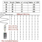 OEM Curtain LED String Lights USB Remote 8 Modes 300 LED 3x3m
