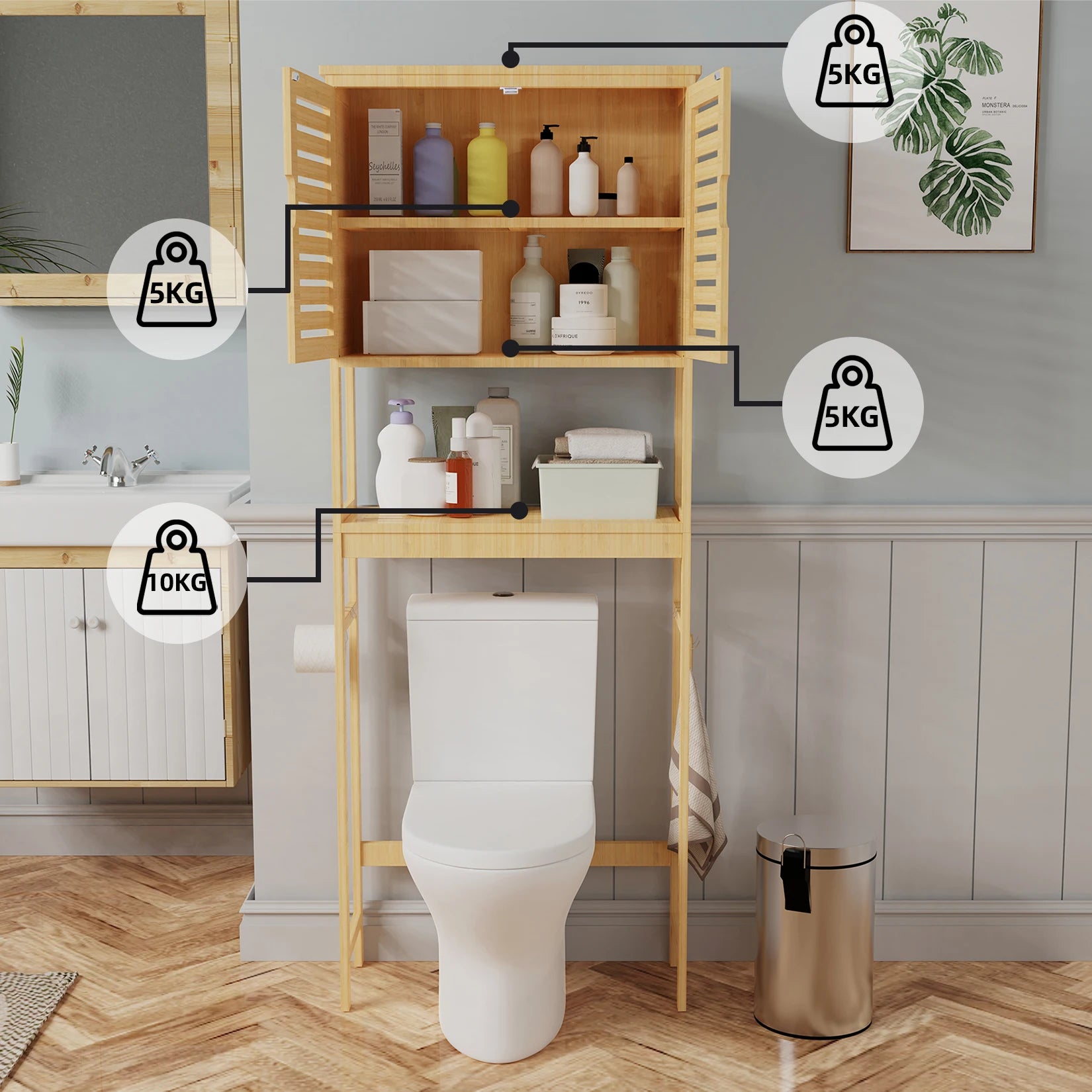 OEM Storage Cabinet Bamboo Design Natural Wood