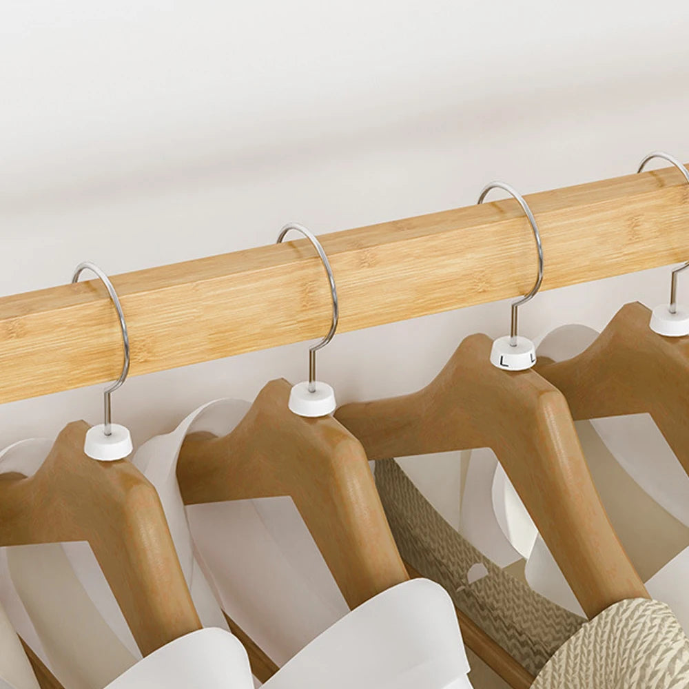 OEM Clothes Rack Double Hanging Rails Wheels Storage Shelves Natural