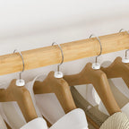 OEM Clothes Rack Double Hanging Rails Wheels Storage Shelves Natural
