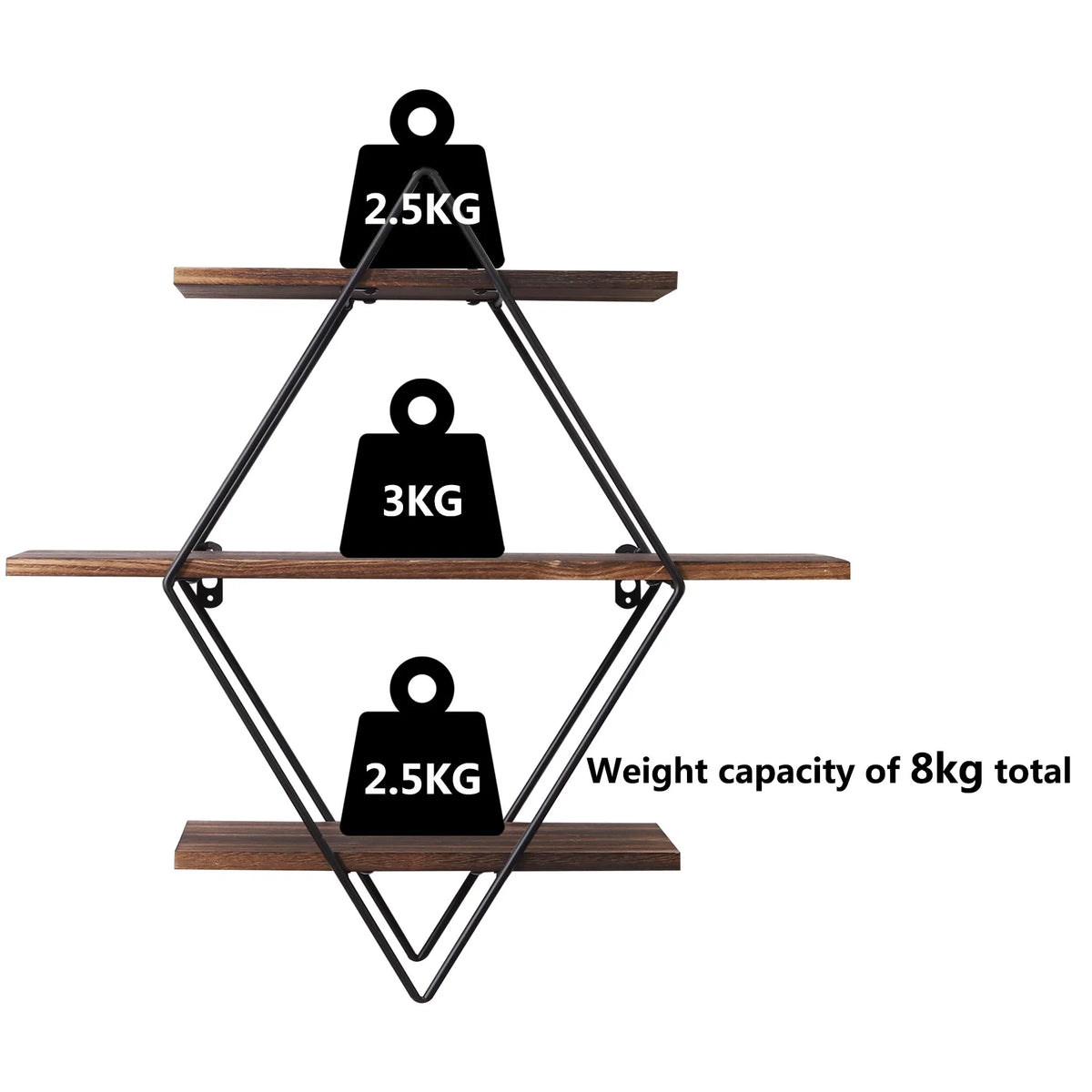 OEM Decorative Wooden Display Shelf Wall Mounted Floating Brown