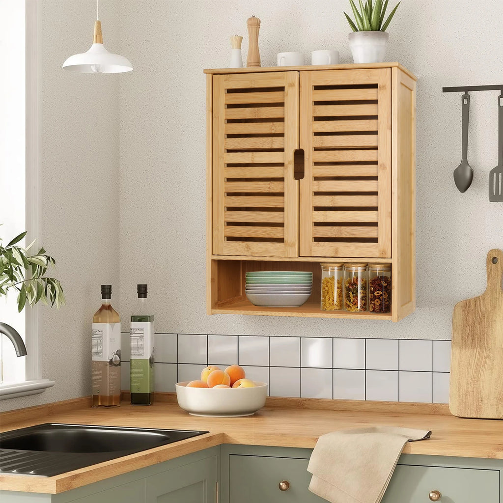 Bathroom Cabinet Shelf - Wall Mounted - Bamboo