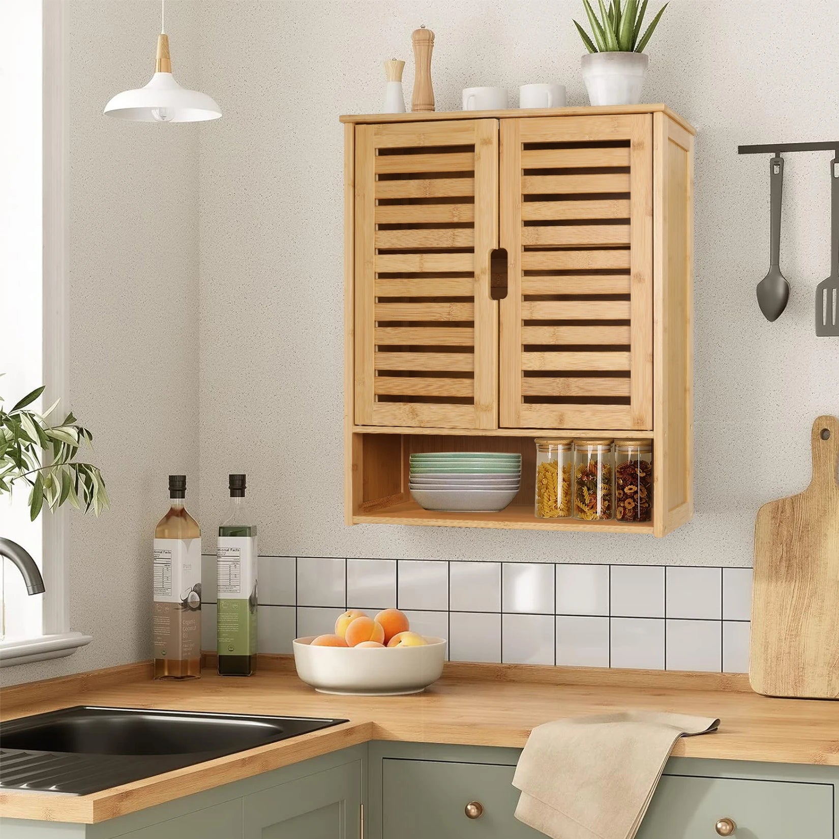 Bathroom Cabinet Shelf - Wall Mounted - Bamboo