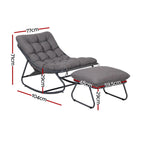 OEM Outdoor Rocking Chair with Footrest Breathable Mesh Seat Thick Cushion Grey 104x77x71cm