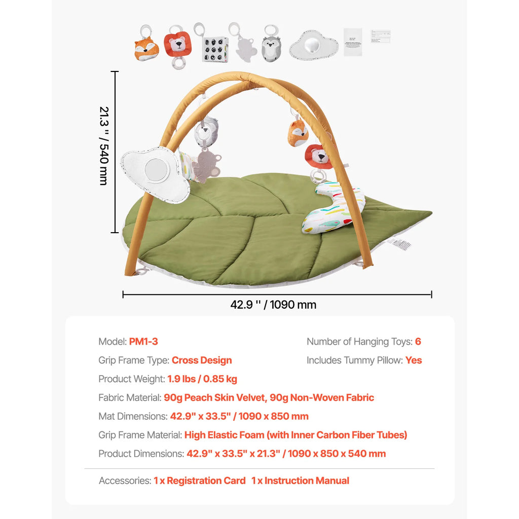 OEM Baby Play Gym Activity Mat with 6 Sensory Toys Musical Rocket Multicolour