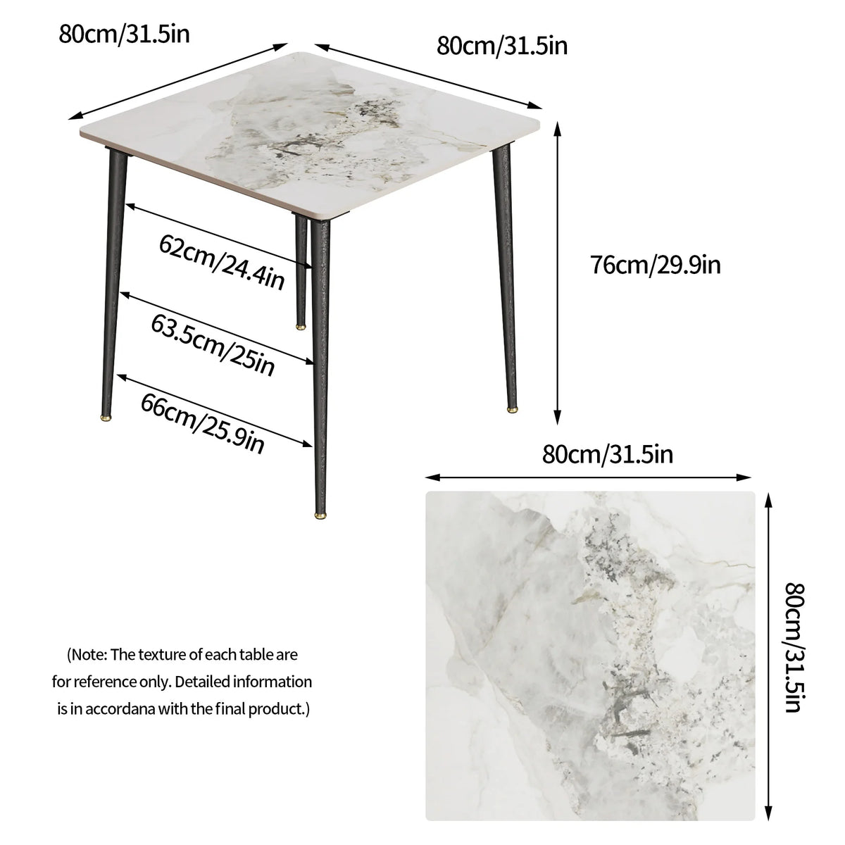 OEM Dining Table Sintered Stone Top Metal Legs Gloss White