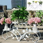 OEM Plant Stand 4-Pot Metal Display Rack Rustproof White & Black