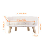 OEM Pet Sofa Soft Plush Wooden Legs Cushion White 40CM
