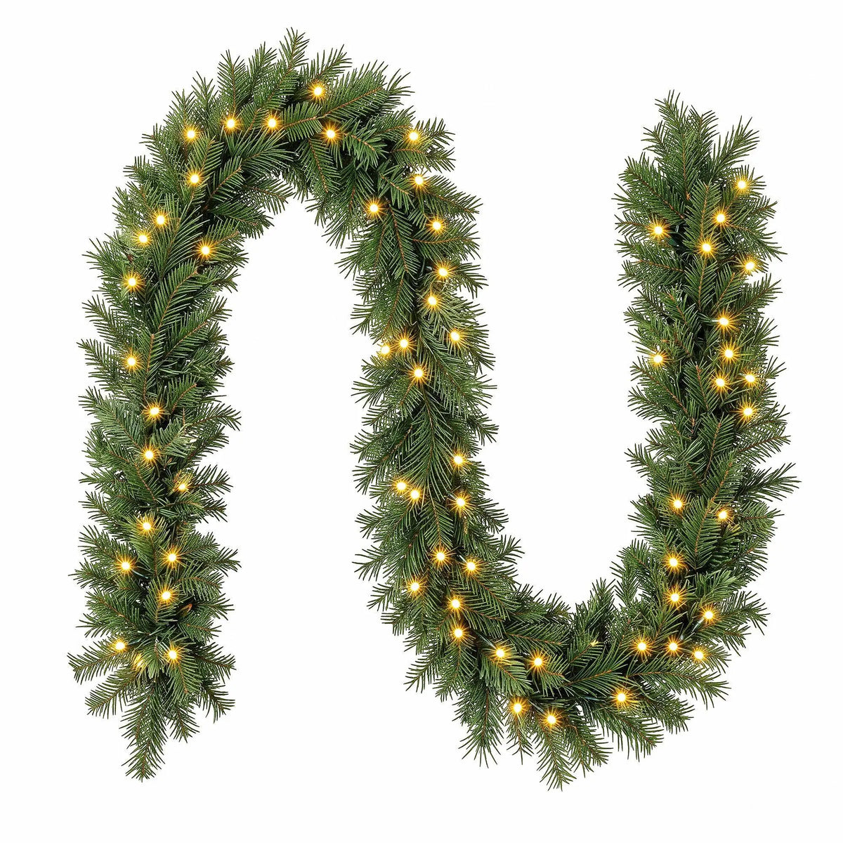 OEM Christmas Garland LED String Lights 8 Modes Timer 200 Tips Green 2.7m