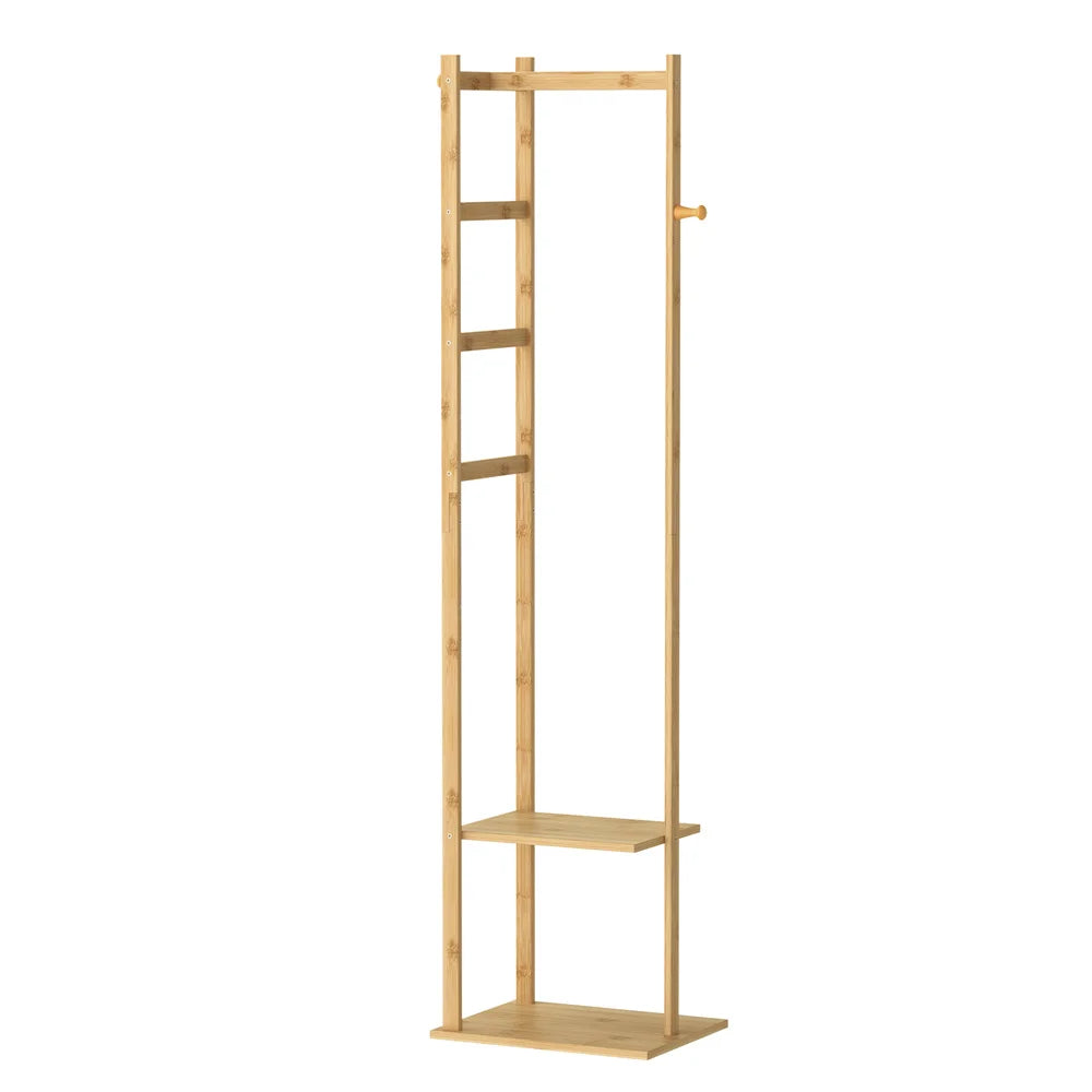 OEM Coat Rack Bamboo Storage Shelf Natural